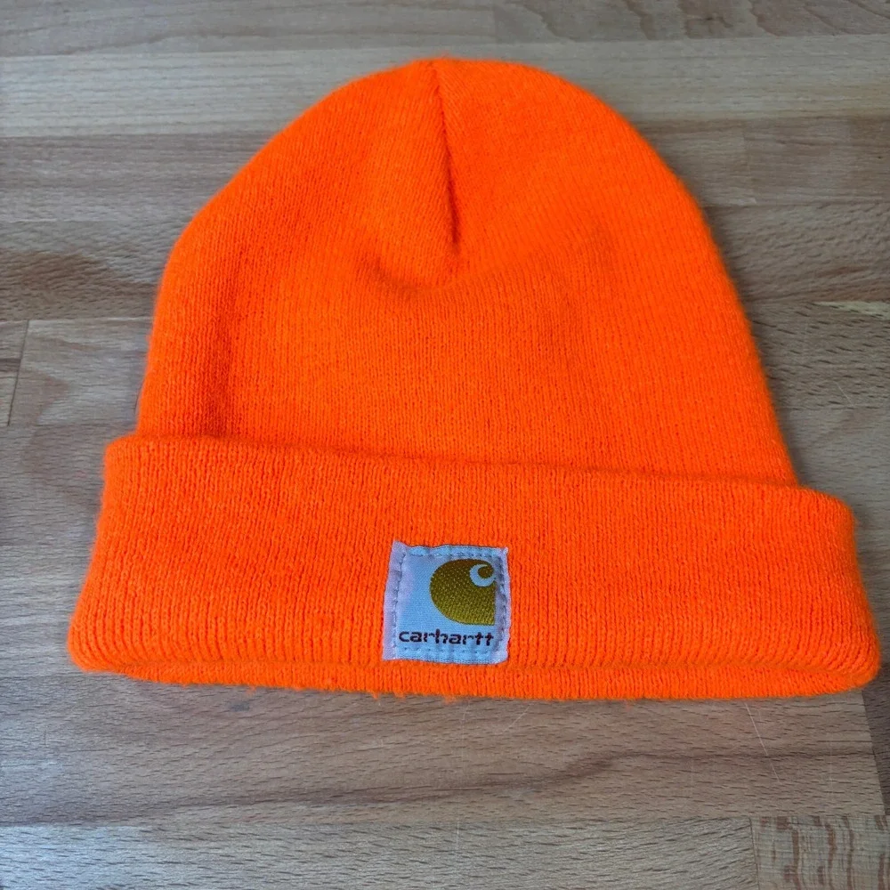 Carhartt Hat Beanie Youth One‎ Size Orange Knit Stocking Cap Work Wear